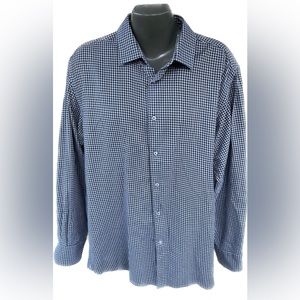 Mens Sophia Visconti Black Houndstooth Print Button Down Long Sleeve Shirt XL